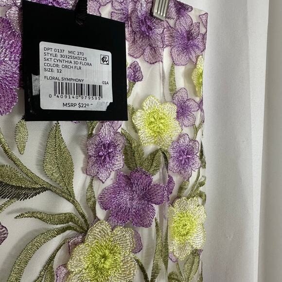 Muse by Marchesa Cynthia Floral Novelty Embroidered Pencil Midi‎ Skirt Sz 12 - Picture 4 of 10